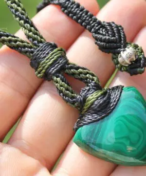 Alternative view of Arrow head Malachite Necklace,Malachite Pendant, Elven Jewelry, crystal healing jewellery,Australian made Macrame Cord, Green stone talisman