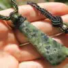 Australian Dendritic  Chrysoprase Chalcedony Pendant,Dendritic Chrysoprase Quartz Jewelry,Australian made Macrame Cord maori tribal Necklace