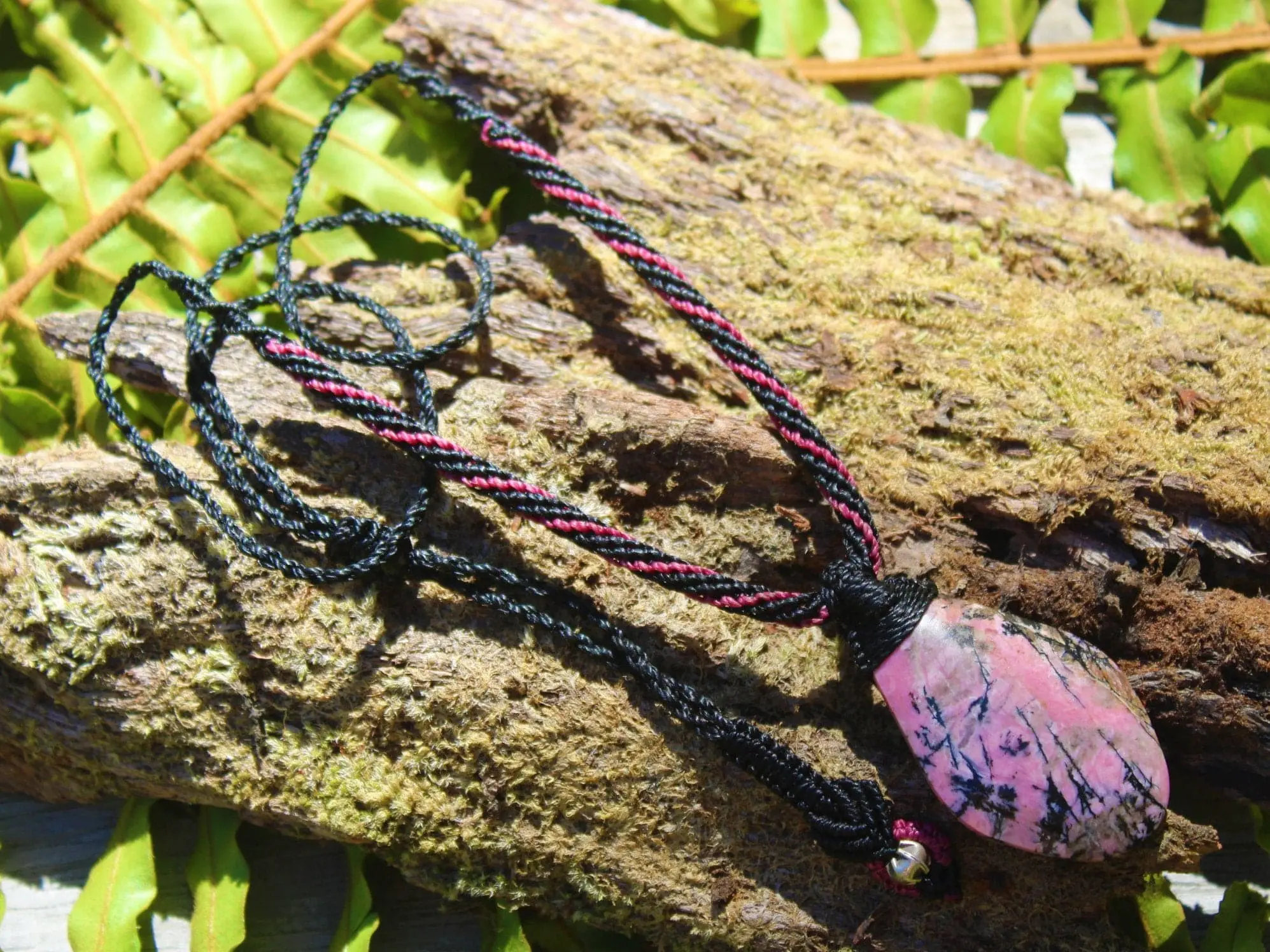 Australian Queensland Royal Dendritic Rhodonite pendant,Australian Made Macrame Cord Pink Stone, Taurus, october birth stone, Healing Stone - Image 7