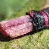 Pink Tourmaline Necklace, Australian made macrame cord, October Birth Stone, Heart Chakra pink stone raw crystal yoga jewelry