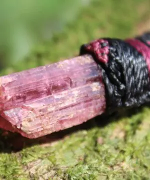Pink Tourmaline Necklace, Australian made macrame cord, October Birth Stone, Heart Chakra pink stone raw crystal yoga jewelry