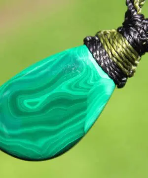 Alternative view of Malachite Necklace,Tribal Malachite Pendant, Elven Jewelry, crystal healing jewellery,Australian made Macrame Cord, Green stone