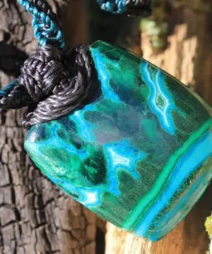 Rare CHRYSOCOLLA Pendant Necklace,Malachite Necklace, Gem Silica,  Macrame Necklace, healing jewelry ELF Fae Faery