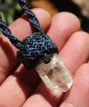 Alternative view of Australian Raw Topaz Pendant, Platypus Dreaming Genuine Topaz necklace, Australian made Macrame cord Talisman, Elven healing crystal jewelry