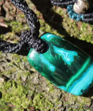 Gem Silica Necklace, Rare CHRYSOCOLLA Pendant Necklace,Malachite Necklace, Macrame Necklace, Elven Pendant with Silver Beads