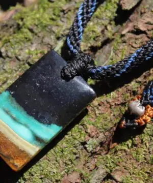 Petrify wood Talisman,Blue Opal Opal Necklace,Elven Jewelry,Opalized wood, OPAL Pendant,Petrified Wood,Shibari Macrame Cord,Hamsa,Nazar