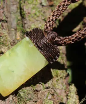 Australian Prehnite Pendant, Prehnite Necklace, Australian made Elven Macrame Cord, healing crystal jewelry, Gemstone Jewelry, yellow stone