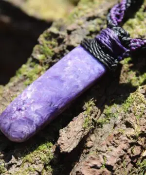 Siberia snowflake charoite pendant, charoite necklace,  australian made macrame cord, natural purple stone jewelry , reiki healing crystal,