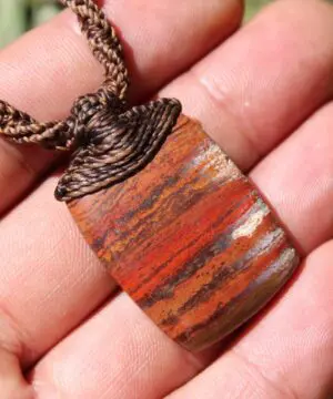 Alternative view of Australian Sunset Jasper Pendant, Red Snakeskin Jasper,,Art Crystal Necklace,Red stone, australian made macrame cord , Australian stone