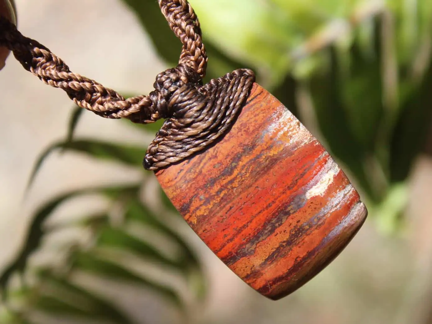 Australian Sunset Jasper Pendant, Red Snakeskin Jasper,,Art Crystal Necklace,Red stone, australian made macrame cord , Australian stone - Image 10