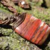 Australian Sunset Jasper Pendant, Red Snakeskin Jasper,,Art Crystal Necklace,Red stone, australian made macrame cord , Australian stone