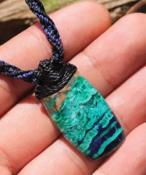 Alternative view of High End Azurite Pendant, Elven chrysocolla Necklace,Malachite Necklace.Necklace,Deep Blue Elf jewelry