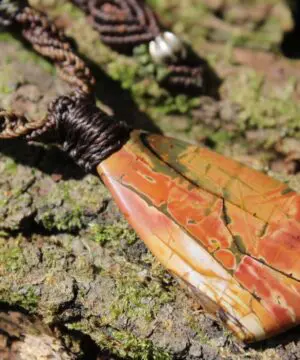 OutBack Scenic Jasper Pendant, Australian Made Macrame Cord  Jasper Necklace,Healing Crystal Jewelry, Yellow Stone Gift for him and for her