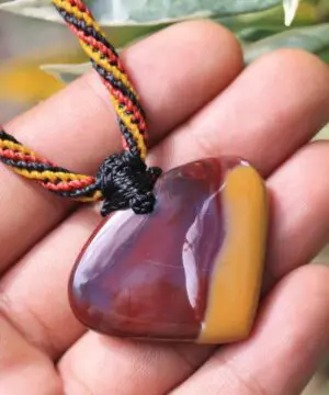 Alternative view of Mookaite Jasper Necklace, australian made tribal wear macrame cord, aboriginal colours pendant, healing crystal jewelry, australian seller