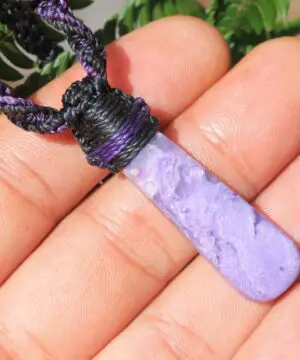 Alternative view of Handmade Macramé Charoite Pendant Necklace, Crystal Healing Jewelry, Unique Purple Gemstone, Boho Necklace, Gemstone Pendant, Crafted Gift