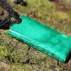 American Malachite Necklace, Tribal Malachite Pendant, Elven Jewelry, crystal healing jewellery,Australian made Macrame Cord, Green stone