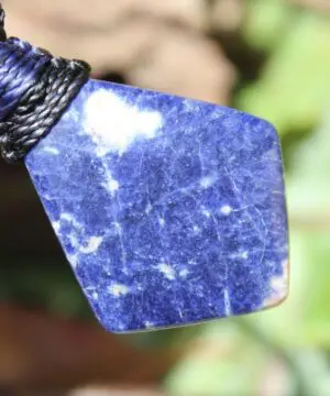 Canadian SODALITE Pendant,australian made macrame necklace royal gemmy sodalite ,tribal Blue Stone healing Crystal Elven Jewellery,