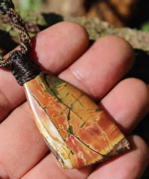 Alternative view of OutBack Scenic Jasper Pendant, Australian Made Macrame Cord  Jasper Necklace,Healing Crystal Jewelry, Yellow Stone Gift for him and for her