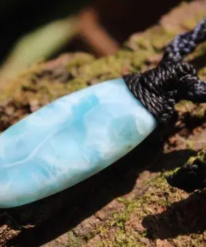 Larimar Dolphin stone Pendant Australian made Macrame cord summer beach jewelry, Viking Celtic Jewellery,Elven Stone Pendant tribal wear