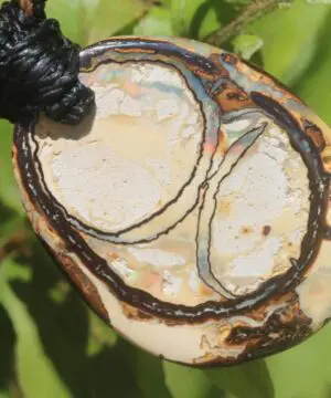 Australian Yowah Nut Boulder Opal Necklace • Tribal Opal Talisman • 1000 Silver Bead • Australian Handmade • Tropical Cord Crystal Pendant