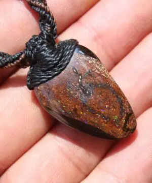 Alternative view of Winton OPAL Necklace, Elven Matrix Opal Pendant, Australian made Macrame Cord Healing Crystal Jewelry,Australian Boulder Opal stone talisman