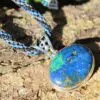 Silver Azurite Necklace ,Azurite Pendant,Australian make macrame cord, Chrysocola,Malachite,Azurite Pendant,Macrame jewelry,gift for her him