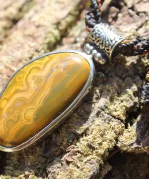 Natural Ocean Jasper Necklace, Australian made macrame cord, Healing Crystal Pendant, Handcrafted Gemstone Jewelry, Boho Statement Necklace