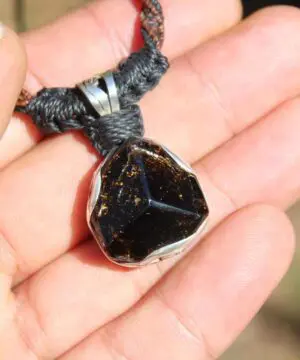 Alternative view of Silver Tourmaline Necklace, Australian Brown TOURMALINE crystal point Pendant, Dravite Macrame Necklace,macrame crystal necklace