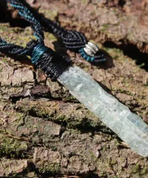 Australian GEM Kyanite Pendant Necklace, Elven Green KYANITE , raw crsytal Healing Jewelry, Australian Made Macrame Cord, magic green stone