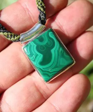 Alternative view of Malachite Pendant Sterling Silver Necklace,Australian made  macrame cord, Malachite Macrame Necklace,Silver Jewelry,gift for her him