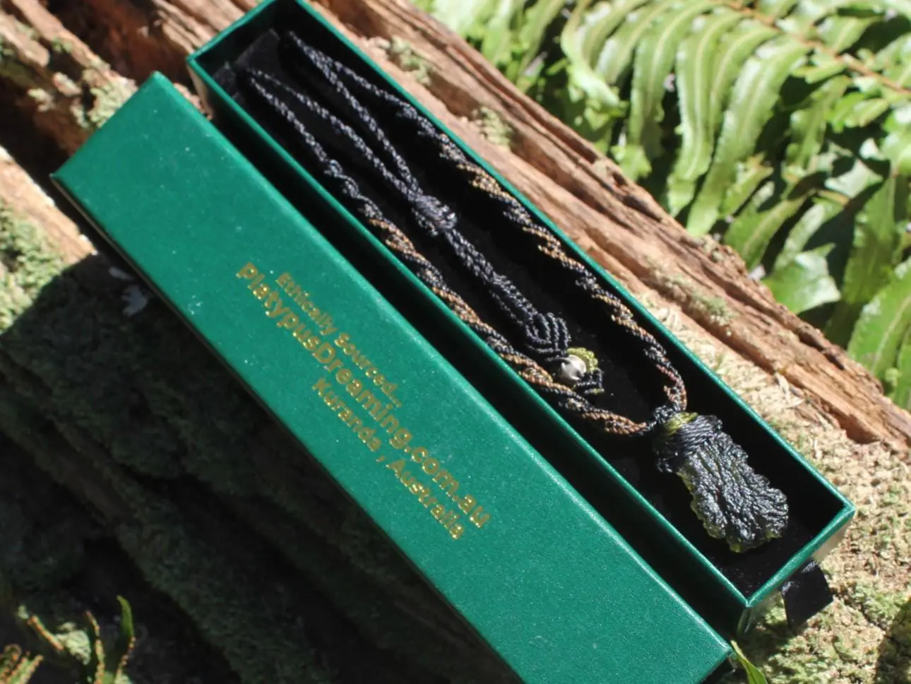 MOLDAVITE Pendant, Moldavite Necklace,Platypus Dreamimg Elven Raw CRYSTAL Necklace, Australian Made Macrame Cord Authentic Moldavite Jewelry - Image 7