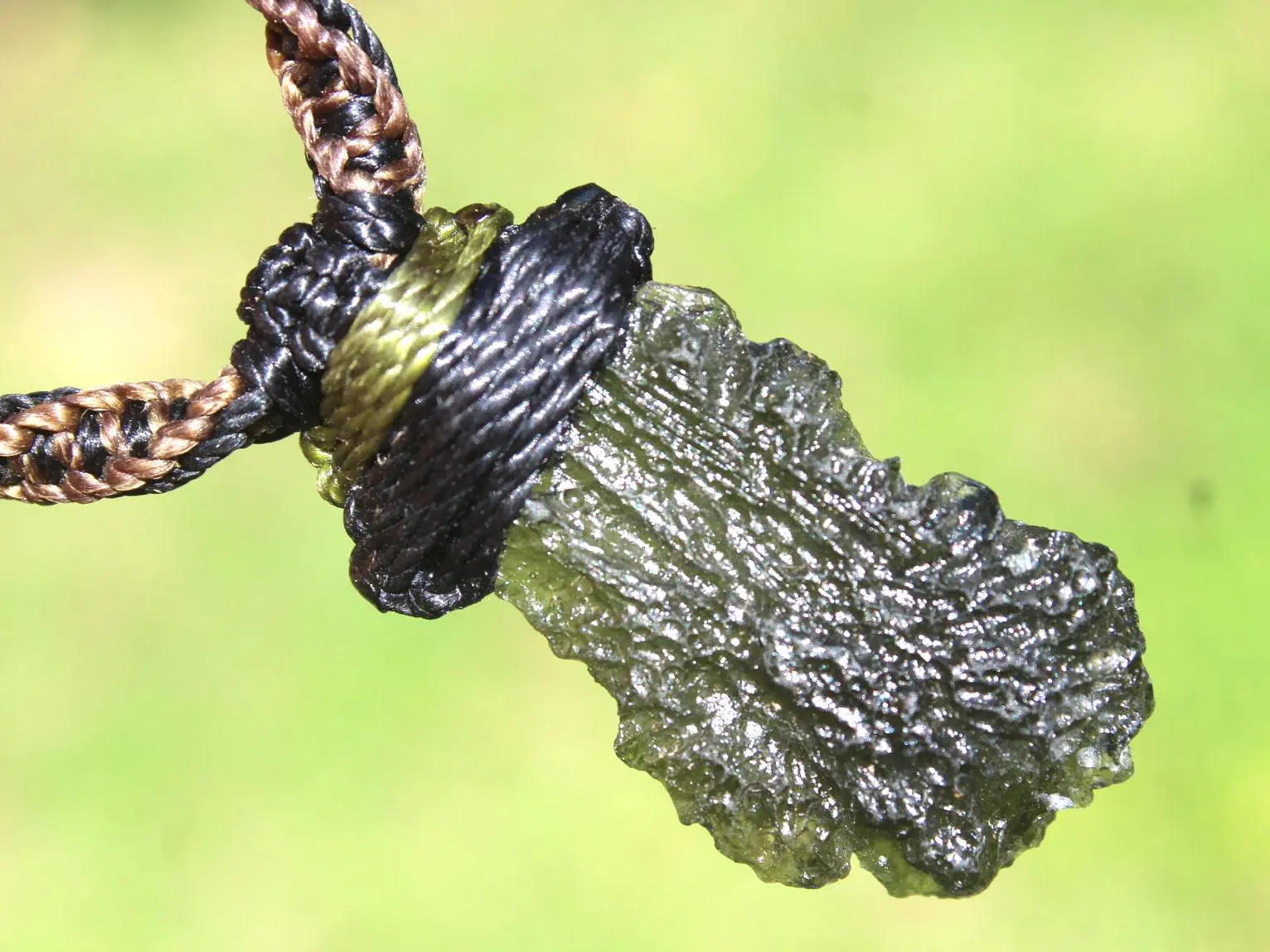 MOLDAVITE Pendant, Moldavite Necklace,Platypus Dreamimg Elven Raw CRYSTAL Necklace, Australian Made Macrame Cord Authentic Moldavite Jewelry - Image 3