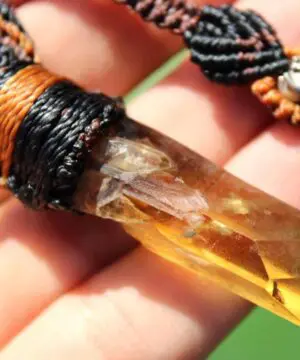 Alternative view of Smoky Gem Citrine Pendant ,Elven Natural Raw Citrine Necklace, November Birthstone Healing crystal jewelry, Australian made Macrame cord