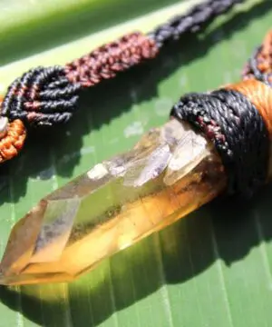 Smoky Gem Citrine Pendant ,Elven Natural Raw Citrine Necklace, November Birthstone Healing crystal jewelry, Australian made Macrame cord