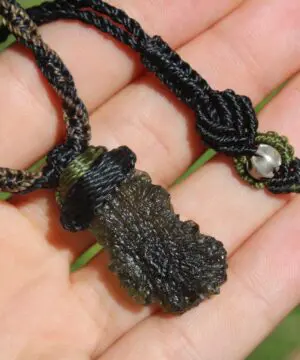 Alternative view of MOLDAVITE Pendant, Moldavite Necklace,Platypus Dreamimg Elven Raw CRYSTAL Necklace, Australian Made Macrame Cord Authentic Moldavite Jewelry