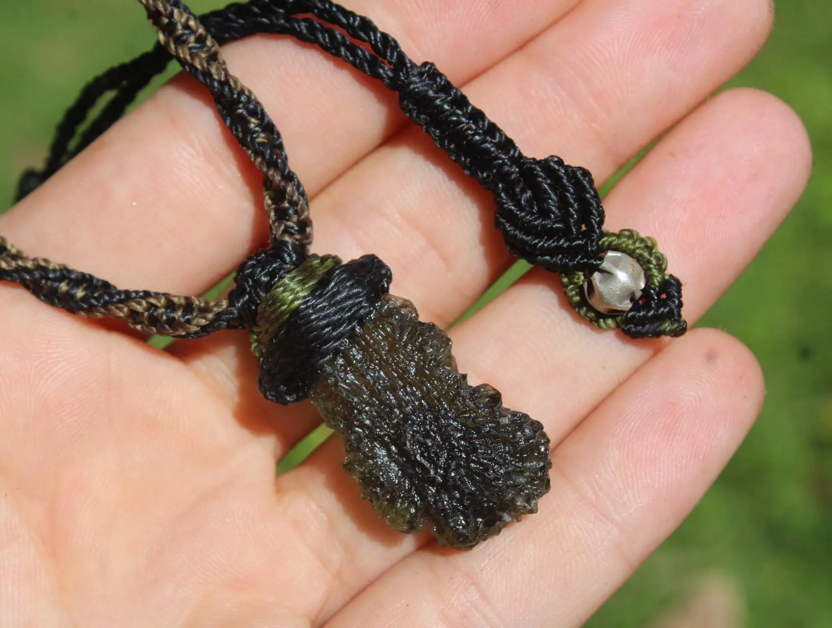 MOLDAVITE Pendant, Moldavite Necklace,Platypus Dreamimg Elven Raw CRYSTAL Necklace, Australian Made Macrame Cord Authentic Moldavite Jewelry - Image 2