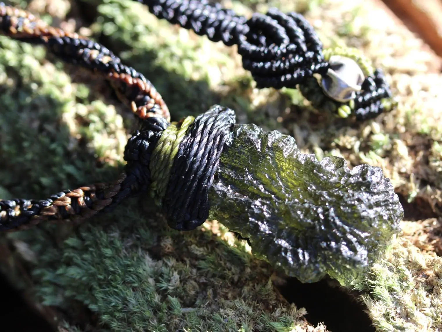 MOLDAVITE Pendant, Moldavite Necklace,Platypus Dreamimg Elven Raw CRYSTAL Necklace, Australian Made Macrame Cord Authentic Moldavite Jewelry - Image 8