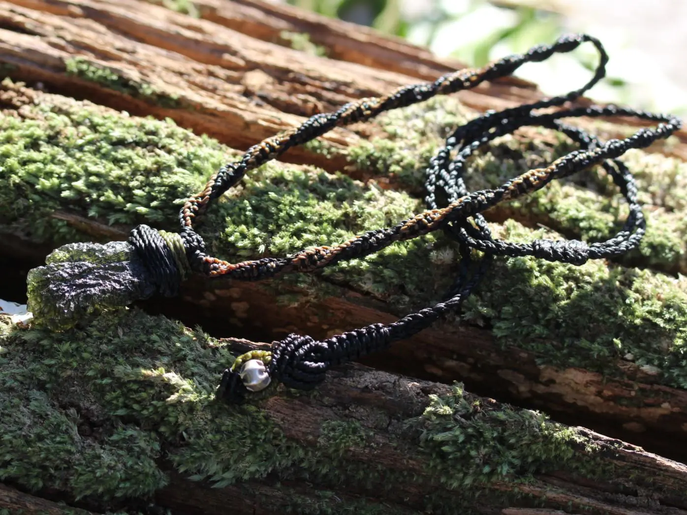 MOLDAVITE Pendant, Moldavite Necklace,Platypus Dreamimg Elven Raw CRYSTAL Necklace, Australian Made Macrame Cord Authentic Moldavite Jewelry - Image 9