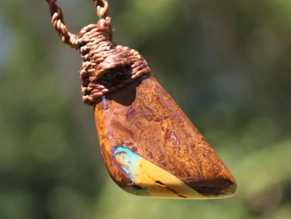 Matrix Koroit Boulder opal pendant,ethically sourced opal necklace,Australian made macrame cord, statement Jewelry october birthstone , - Image 10