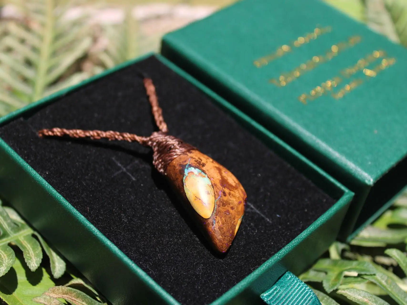 Matrix Koroit Boulder opal pendant,ethically sourced opal necklace,Australian made macrame cord, statement Jewelry october birthstone , - Image 7