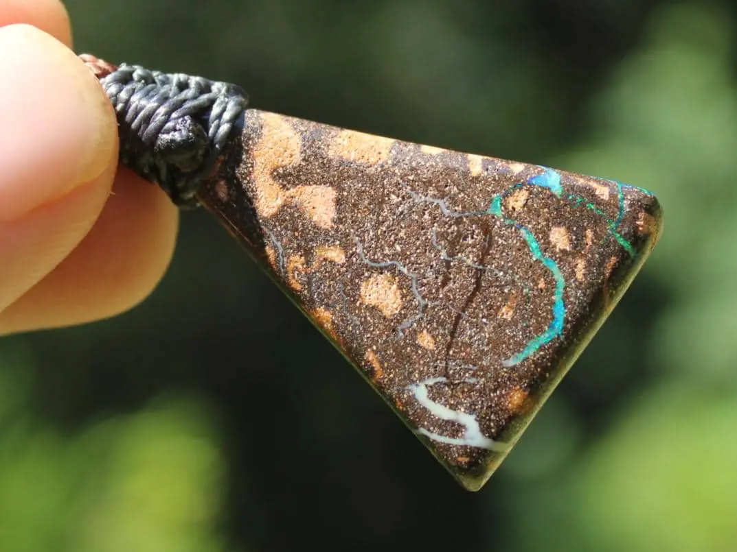 Australian boulder opal necklace, ethically sourced Australian opal jewelry,october birthstone, australian made macrame cord natural jewelry - Image 7