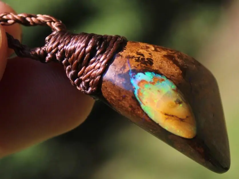 Matrix Koroit Boulder opal pendant,ethically sourced opal necklace,Australian made macrame cord, statement Jewelry october birthstone , - Image 5