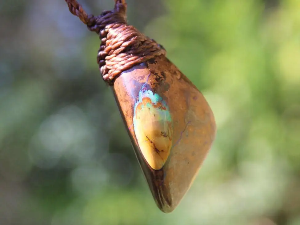 Matrix Koroit Boulder opal pendant,ethically sourced opal necklace,Australian made macrame cord, statement Jewelry october birthstone , - Image 4