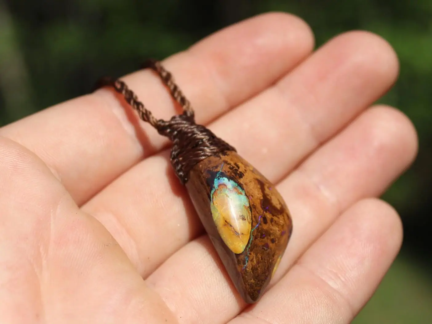 Matrix Koroit Boulder opal pendant,ethically sourced opal necklace,Australian made macrame cord, statement Jewelry october birthstone , - Image 2