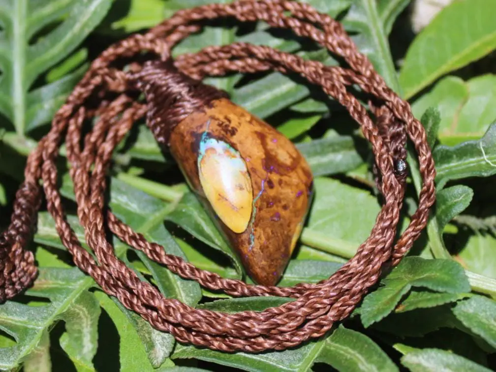 Matrix Koroit Boulder opal pendant,ethically sourced opal necklace,Australian made macrame cord, statement Jewelry october birthstone ,