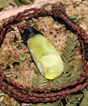 Australian Prehnite Necklace, Australian made Prehnite Pendant, Elven Macrame Cord, healing crystal jewelry, Gemstone Jewelry, yellow stone