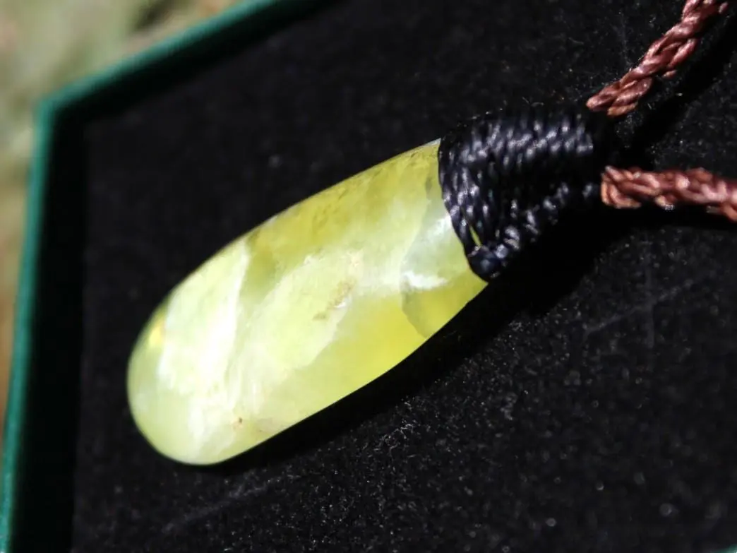 Australian Prehnite Necklace, Australian made Prehnite Pendant, Elven Macrame Cord, healing crystal jewelry, Gemstone Jewelry, yellow stone - Image 8