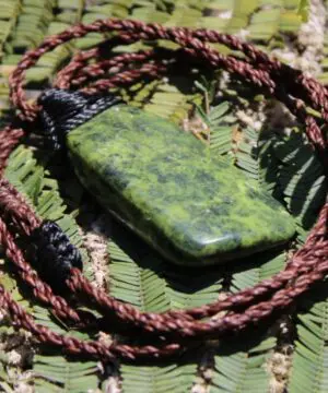 Alternative view of Elven Atlantisite Stone Pendant, Australian stichtite with serpentine Necklace,Australian made macrame cord,Healing crystal Jewelry
