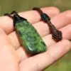 Elven Atlantisite Stone Pendant, Australian stichtite with serpentine Necklace,Australian made macrame cord,Healing crystal Jewelry