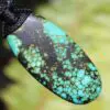 Big Tibetian Turquoise Pendant Talisman,Australian Handmade tropical cord, Healing Crystal jewelry,  charged oldest rainforest on earth